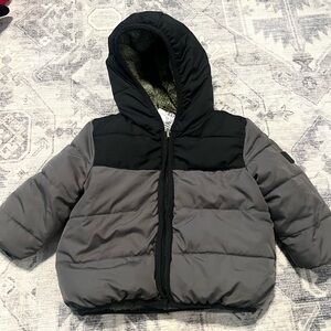 Baby Gap black and gray fleecee lined puffer 12-18 months